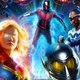 A glowing Captain Marvel stands tall while Captain America, Ant-Man, and the Wasp hover around her in concept art for Disney's Marvel cruise..
